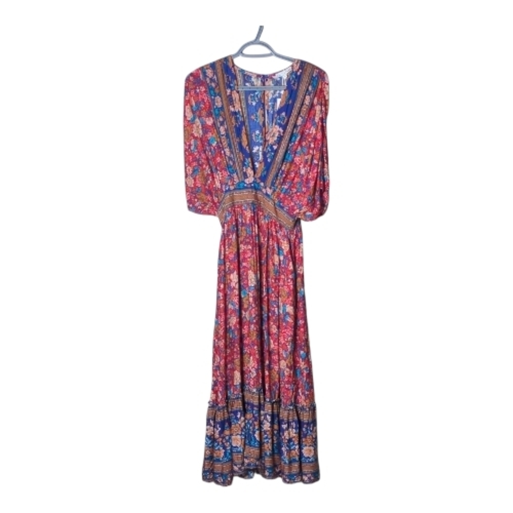 NWT Baltic Born Leeann Midi‎ Dress Navy Multi Floral Boho Size Small